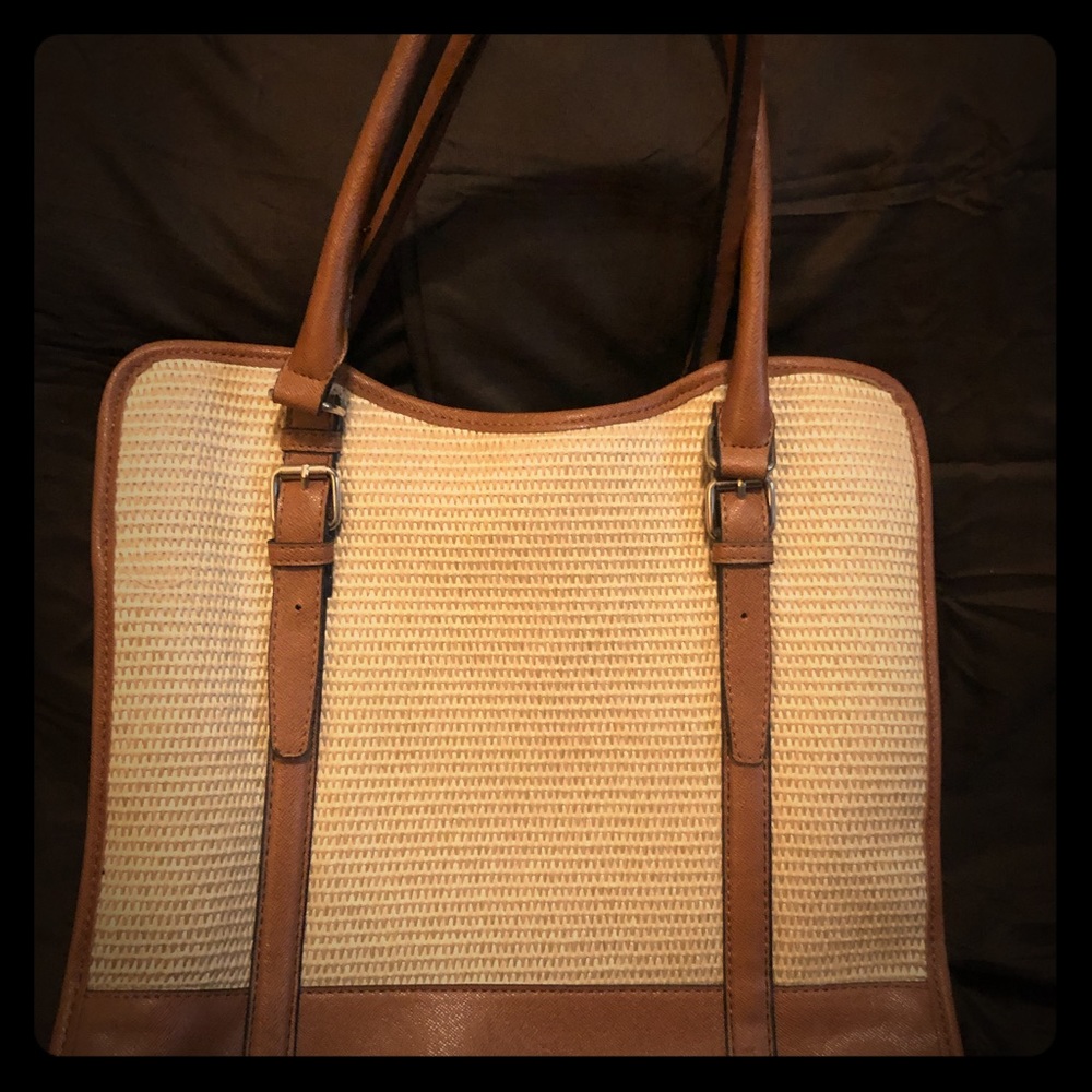 NWOT Kelly & Katie Tan Leather Tote/Laptop Bag